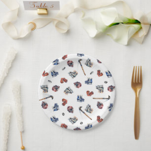 Assiettes En Carton Plaques d'anniversaire de hockey sur glace, Ice Ho