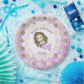Assiettes En Carton Plaques d'anniversaire de sirène pourpre personnal (Fête)