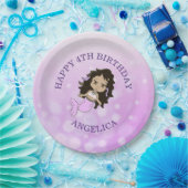 Assiettes En Carton Plaques d'anniversaire de sirène pourpre personnal (Fête)