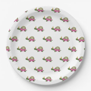 Assiettes En Carton Plaques d'anniversaire de Tortoise rose Girl Turt