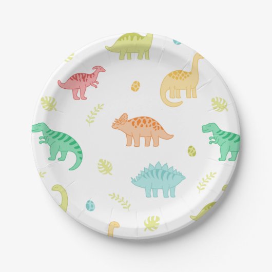 Assiettes En Carton Plaques d'anniversaire Dino-Mite (Devant)