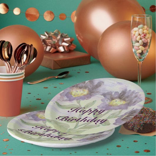 Assiettes En Carton Plaques d'anniversaire en papier violet (Multi)
