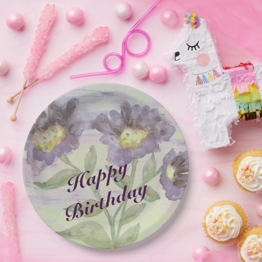 Assiettes En Carton Plaques d'anniversaire en papier violet (Fête)