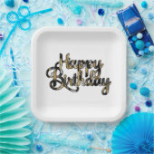 Assiettes En Carton Plaques d'anniversaire Joyeuses Noir et Tan (Fête)