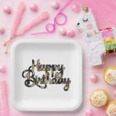 Assiettes En Carton Plaques d'anniversaire Joyeuses Noir et Tan (Fête)