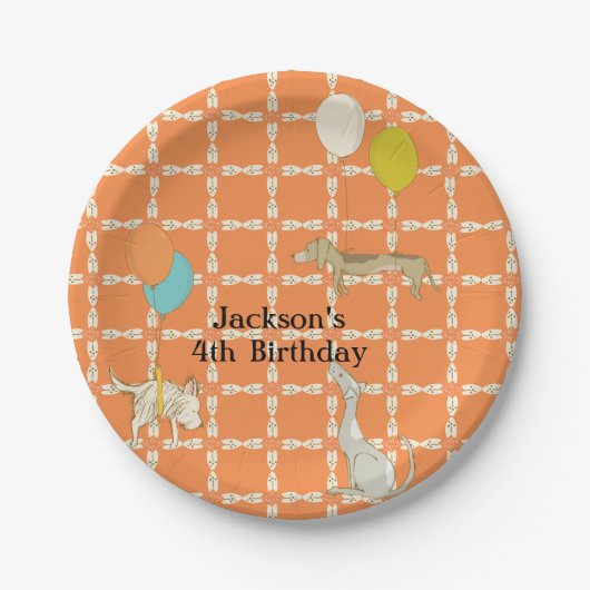 Assiettes En Carton Plaques d'anniversaire Orange pour enfants (Devant)