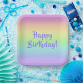 Assiettes En Carton Plaques d'anniversaire Pastel Rainbow Gradient (Fête)