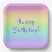 Assiettes En Carton Plaques d'anniversaire Pastel Rainbow Gradient (Recto)