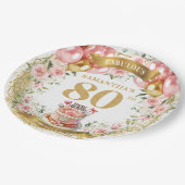 Assiettes En Carton Plaques d'anniversaire personnalisées 80e Boho Aqu (Angle)