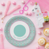 Assiettes En Carton Plaques d'anniversaire turquoise rose et blanc (Fête)