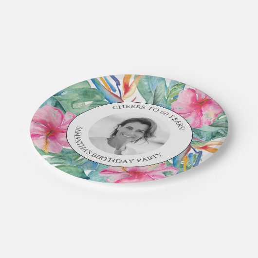 Assiettes En Carton Plaques de 60e anniversaire de Luau tropical (Angle)