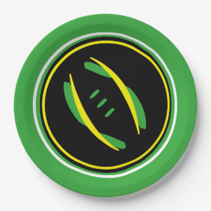 Assiettes En Carton Plaques de 9 po de football artistique vert/jaune/