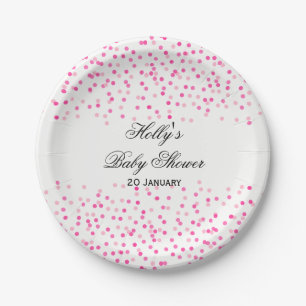 Assiettes En Carton Plaques de Baby shower à points roses, Plaques de