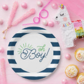 Assiettes En Carton Plaques de Baby shower à rayures blanches et marin (Fête)