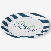 Assiettes En Carton Plaques de Baby shower à rayures blanches et marin (Angle)