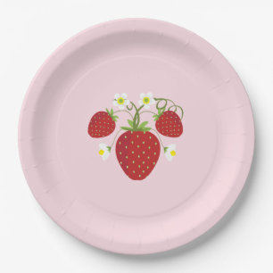 Assiettes En Carton Plaques de Baby shower aux fraises  Rose