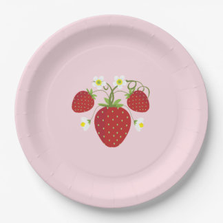 Assiettes En Carton Plaques de Baby shower aux fraises| Rose