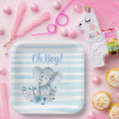 Assiettes En Carton Plaques de Baby shower d'aquarelle éléphant pour g (Fête)