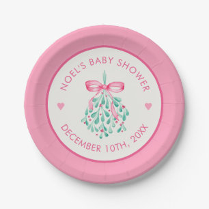 Assiettes En Carton Plaques de Baby shower de Mistletoe rose pour fill