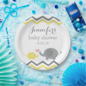 Assiettes En Carton Plaques de Baby shower éléphant | Chevron gris jau (Fête)