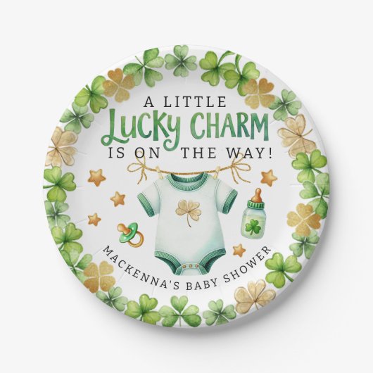 Assiettes En Carton Plaques de Baby shower irlandais Lucky Charm (Devant)