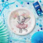 Assiettes En Carton Plaques de Baby shower pour bébé fille éléphant (Fête)