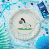 Assiettes En Carton Plaques de Baby shower Zebra Bleu (Fête)
