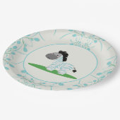 Assiettes En Carton Plaques de Baby shower Zebra Bleu (Angle)