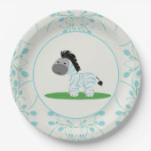 Assiettes En Carton Plaques de Baby shower Zebra Bleu (Devant)