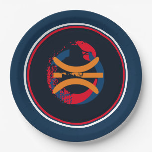 Assiettes En Carton Plaques de basket rouge/blanc/bleu de 9 po