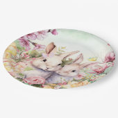 Assiettes En Carton Plaques de Bunny de printemps (Angle)