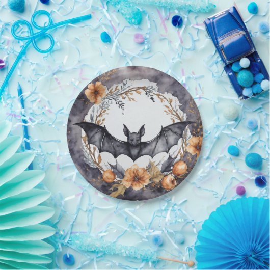 Assiettes En Carton Plaques de chauve-souris noire et de gerbe (Fête)