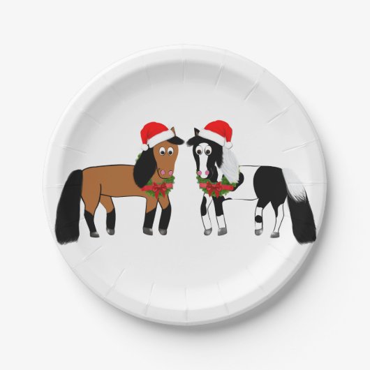 Assiettes En Carton Plaques de Cheval de Noël (Devant)