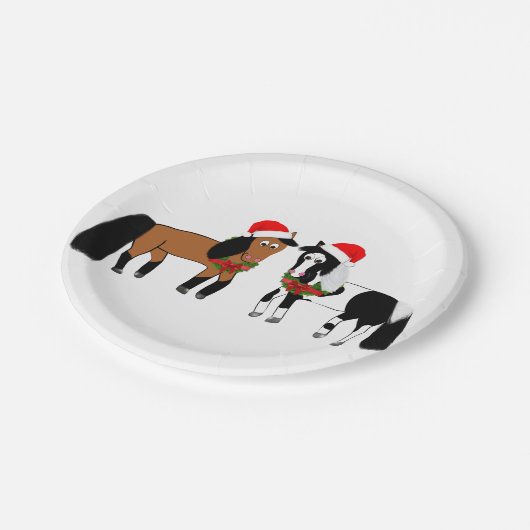 Assiettes En Carton Plaques de Cheval de Noël (Angle)
