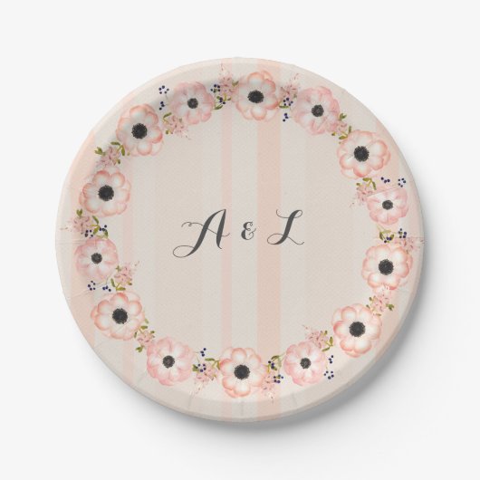 Assiettes En Carton Plaques de douche Monogramme personnalisables (Devant)