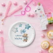 Assiettes En Carton Plaques de douche pour bébé bleu Teddy Bear (Fête)
