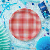 Assiettes En Carton PLAQUES DE En vichy-PAPIER Rouge-Blanc (Fête)