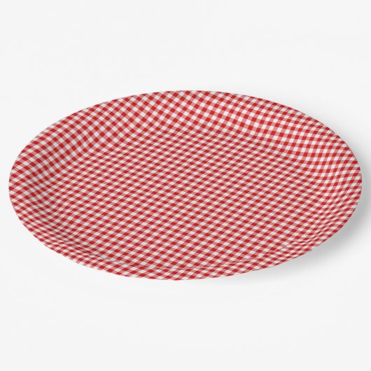 Assiettes En Carton PLAQUES DE En vichy-PAPIER Rouge-Blanc (Angle)