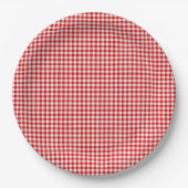 Assiettes En Carton PLAQUES DE En vichy-PAPIER Rouge-Blanc (Devant)