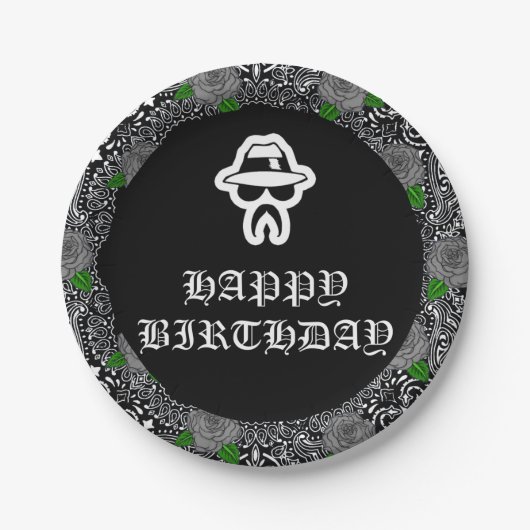 Assiettes En Carton Plaques de fête à thème Cholo (Devant)