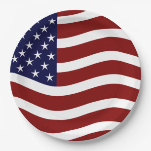 Assiettes En Carton Plaques de fête American Flag Mark 9" - USA Pride