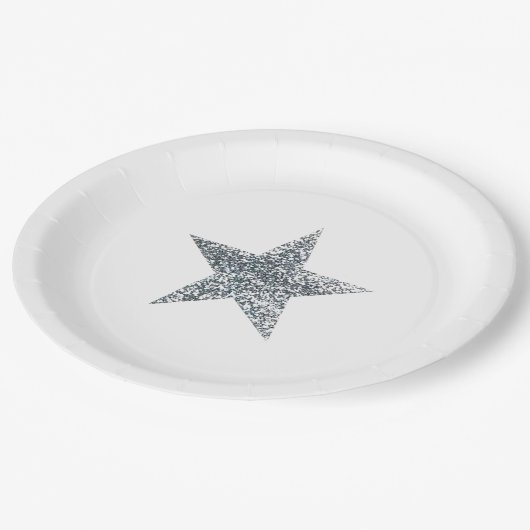 Assiettes En Carton Plaques de fête - Argent Parties scintillant Star (Angle)