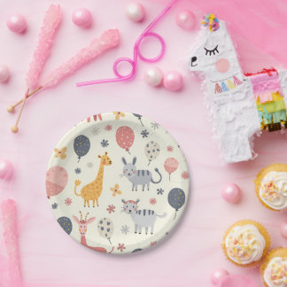 Assiettes En Carton Plaques de fête avec animaux mignons