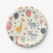 Assiettes En Carton Plaques de fête avec animaux mignons (Devant)