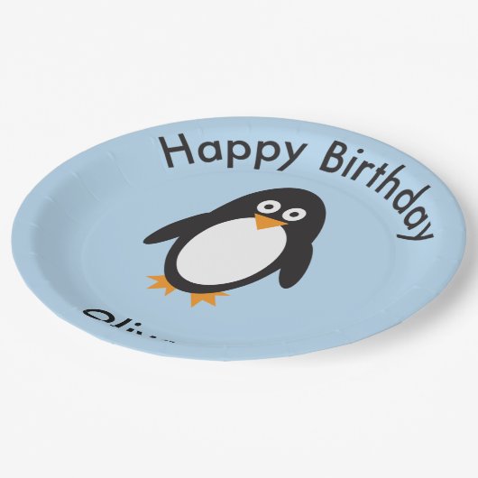 Assiettes En Carton Plaques de fête d'anniversaire à thème Penguin (Angle)