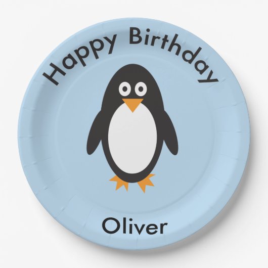 Assiettes En Carton Plaques de fête d'anniversaire à thème Penguin (Devant)