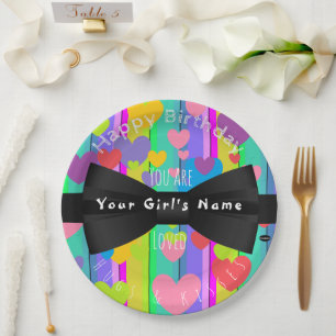 Assiettes En Carton Plaques de fête d'anniversaire avec cou noir HAMbW