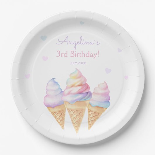 Assiettes En Carton Plaques de fête d'anniversaire avec crème glacée s (Devant)