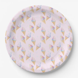 Assiettes En Carton Plaques de fête d'anniversaire avec crème glacée s