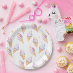 Assiettes En Carton Plaques de fête d'anniversaire avec crème glacée s